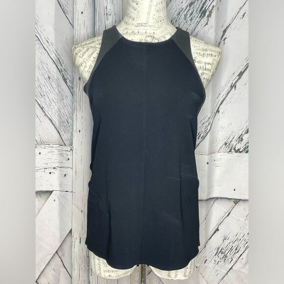 Rag & Bone Sleeveless Black Top Vegan Leather Trim S - Picture 5 of 9